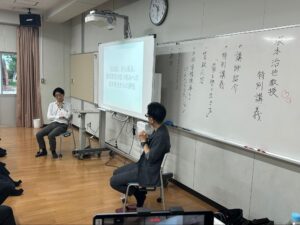 関西大学 坂本治也教授と飯塚高校 常務理事