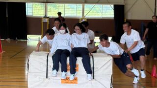 「産業社会と人間」の授業での、飯塚山笠に関する講演会と山笠体験